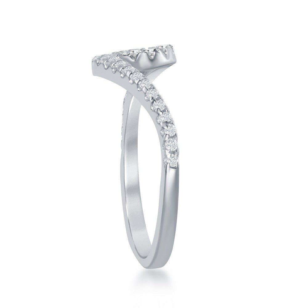 Sterling Silver Cubic Zirconia Wave Design Ring