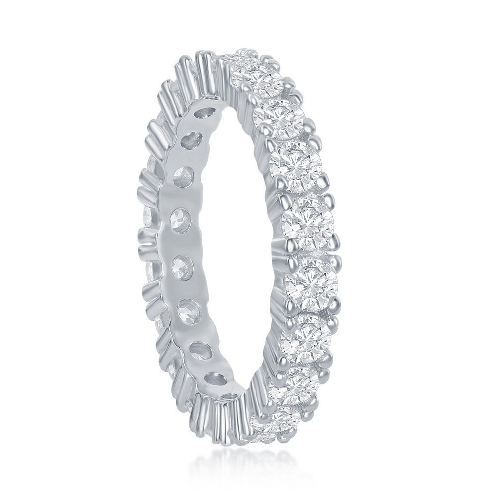 Sterling Silver 3mm CZ Eternity Band Ring