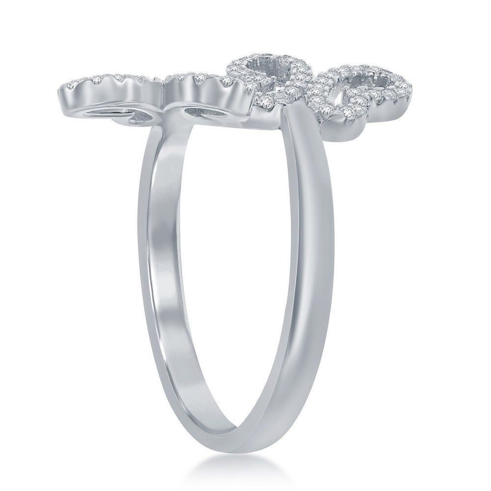 Sterling Silver Double Butterfly CZ Ring