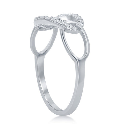 Sterling Silver Oval CZ Linked Ring