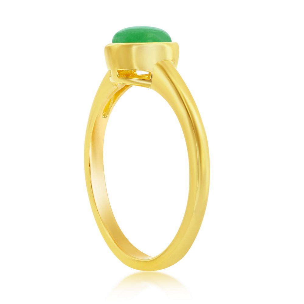 Sterling Silver 8mm Round Jade Ring - Gold Plated