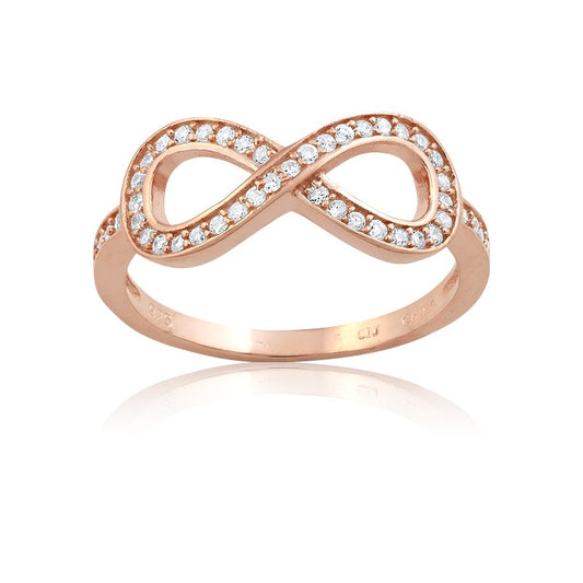 Sterling Silver Rose GP CZ Infinity Ring