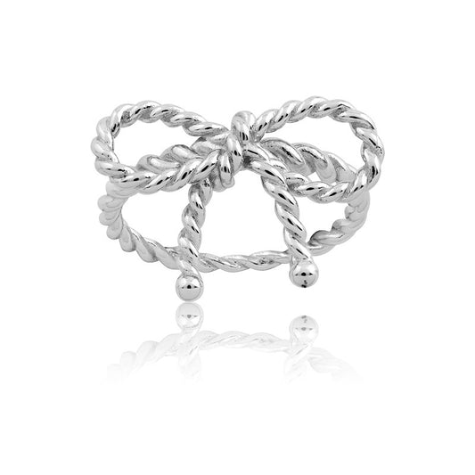 Sterling Silver Rope Design Bow Ring