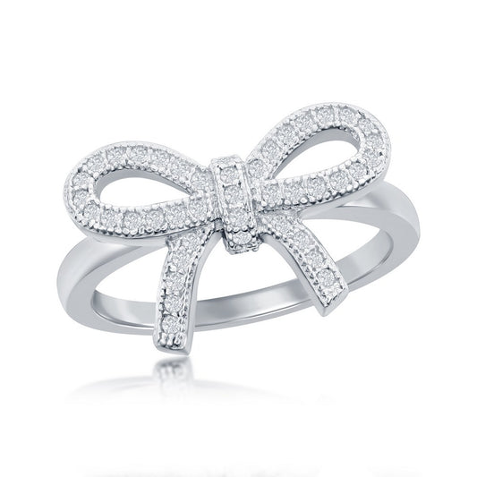 Sterling Silver CZ Bow Ring