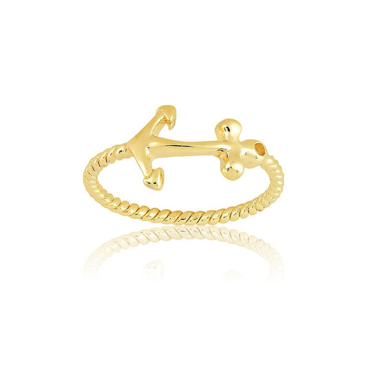 Sterling Silver Anchor Ring - Gold Plated