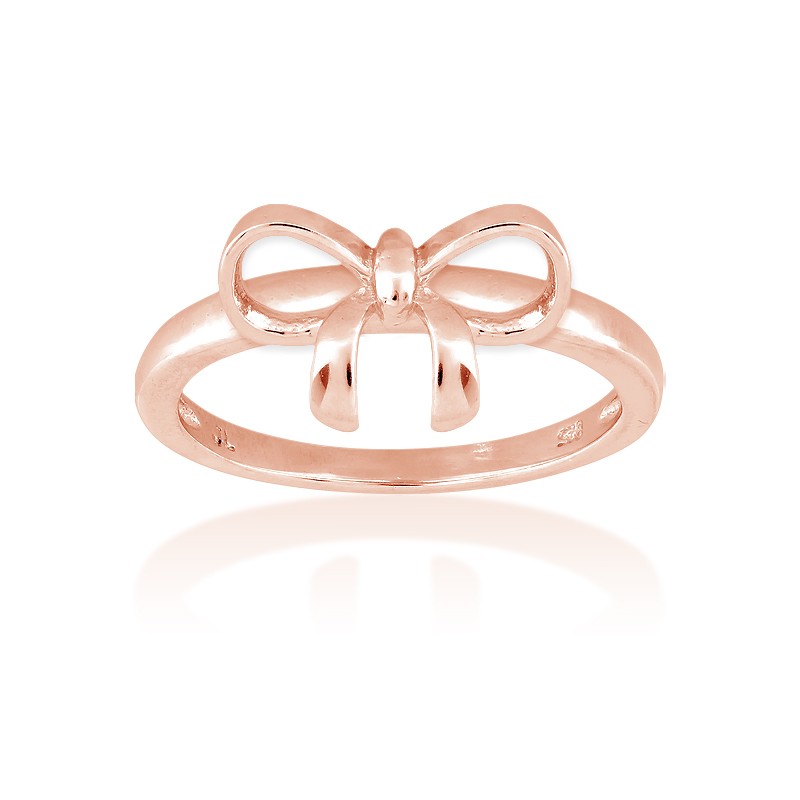 Sterling Silver Bow Ring - Rose Gold Plated