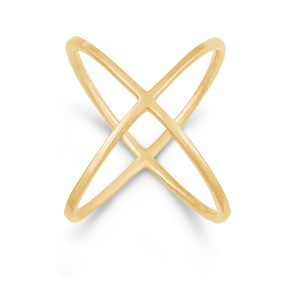 Sterling Silver  X Style Ring - Gold Plated