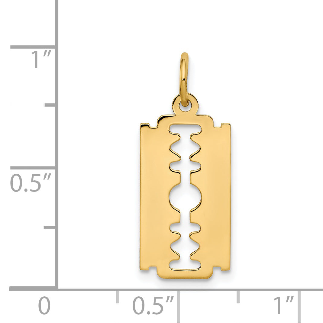 14k Polished Razor Blade Charm