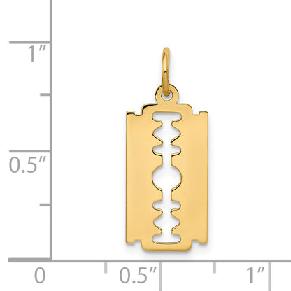 14k Polished Razor Blade Charm