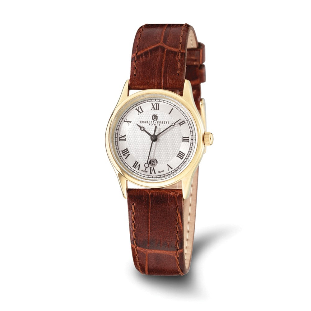 Ladies Charles Hubert IP-plated Stainless Steel Leather Band 29mm Watch