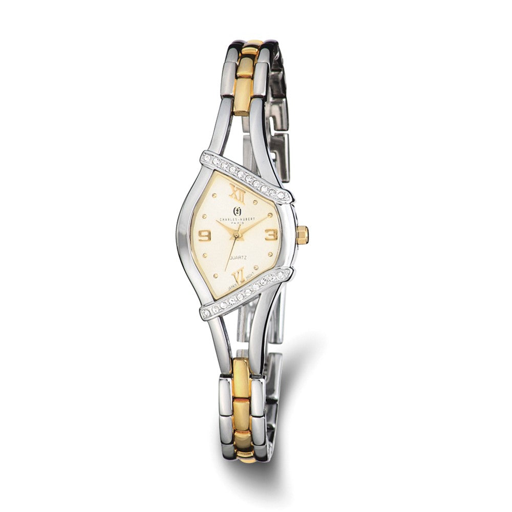 Ladies Charles Hubert Gold-finish Two-tone Crystal Bezel 20mm Watch