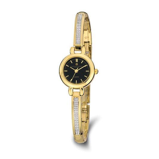 Charles Hubert Gold-finish Black Dial Quartz Watch