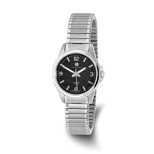 Ladies Charles Hubert Titanium Black Dial Expansion Band Watch