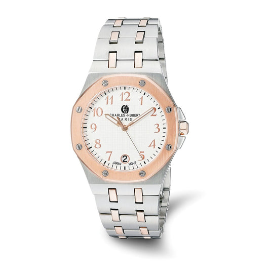 Ladies Charles Hubert Stainless Steel Rose IP-plated Silver Dial Watch