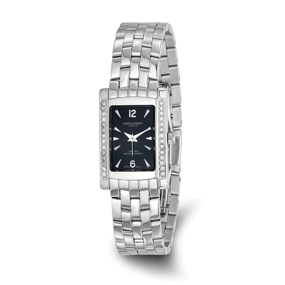 Ladies Charles Hubert Solid Stainless Steel Black Dial 20x25mm Watch