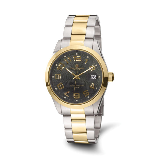 Charles Hubert Two-tone Stainless Steel Black Dial Quartz Watch