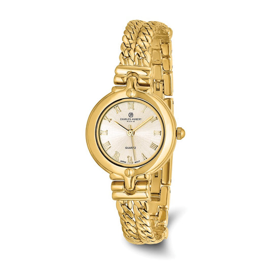 Ladies Charles Hubert Gold-finish Gold Dial Chain Bracelet Watch