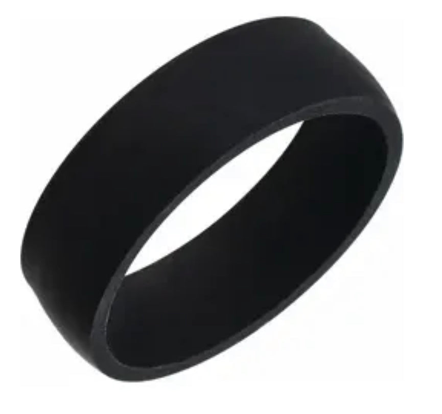 Black Silicone 7 mm Dome Comfort-Fit Band Size 10