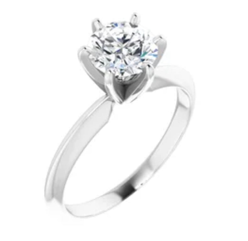 14K White 6-6.6 mm Round 6-Prong Solitaire Ring Mounting